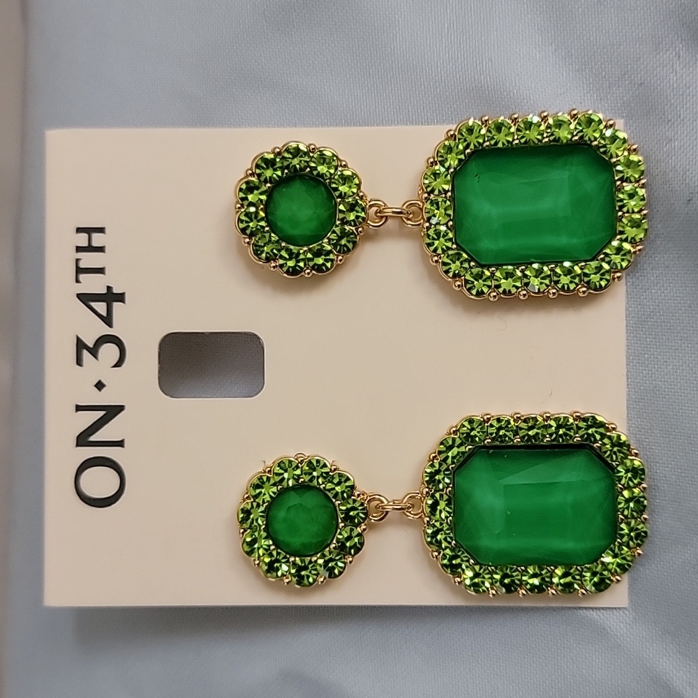 Gold-Tone Stone Double Drop Earrings